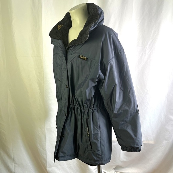 VALANGA BLUE WINTER COAT WARM VINTAGE WITH HOODIE COAT FAUX SHERPA WOMAN SIZE 12 - Picture 5 of 16
